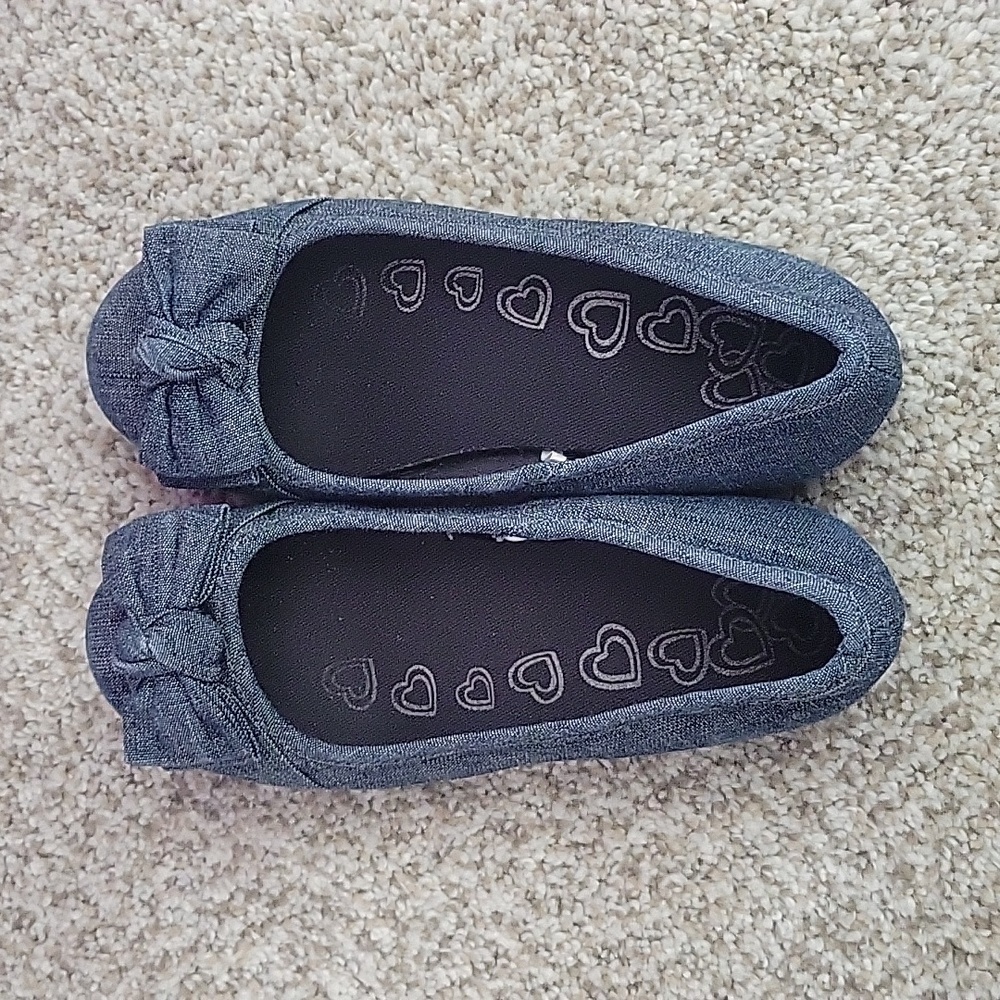 Childrens Place Girls Shoes Blue Jean Cotton Bow Sz 13